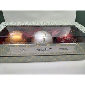 Set of 3 Laura Ashley Glass Christmas Tree 4"  Bulbs Ornaments